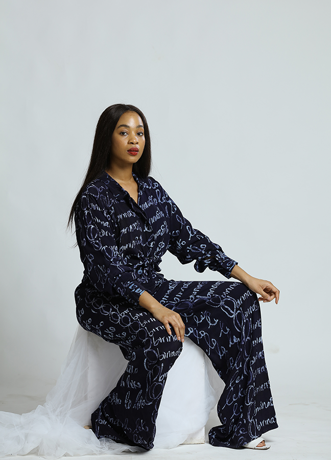 Adire "Teni" wide leg pant set
