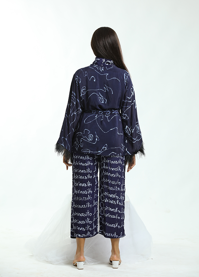 Adire chiffon feather &quot;Dara&quot; pyjama set