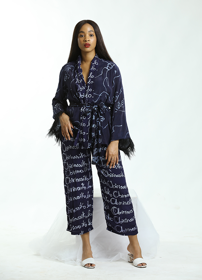 Adire chiffon feather &quot;Dara&quot; pyjama set