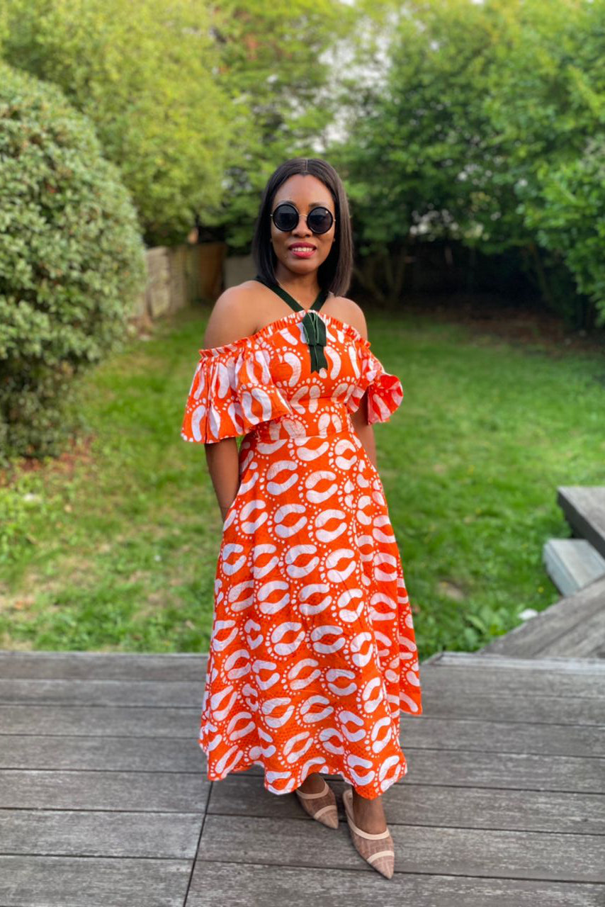 Alake Adire midi print dress